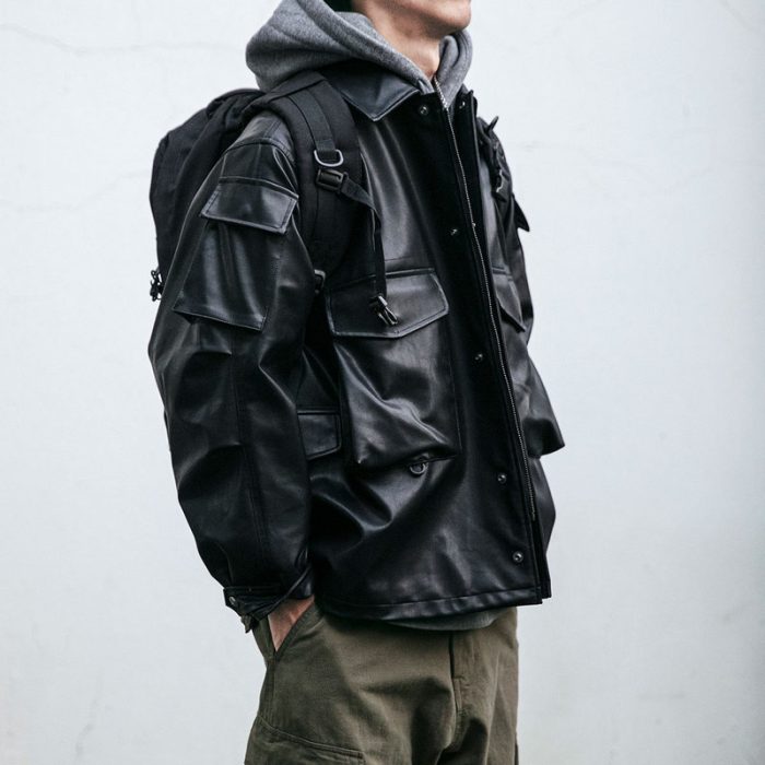 Men's Vintage Loose Leather Jacket - Image 3
