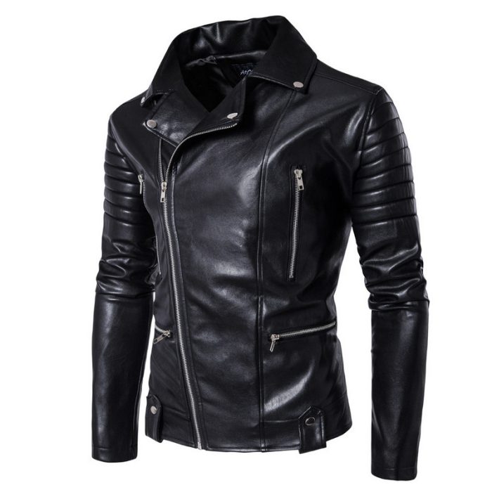 Mens Black Motorcycle Leather Jacket