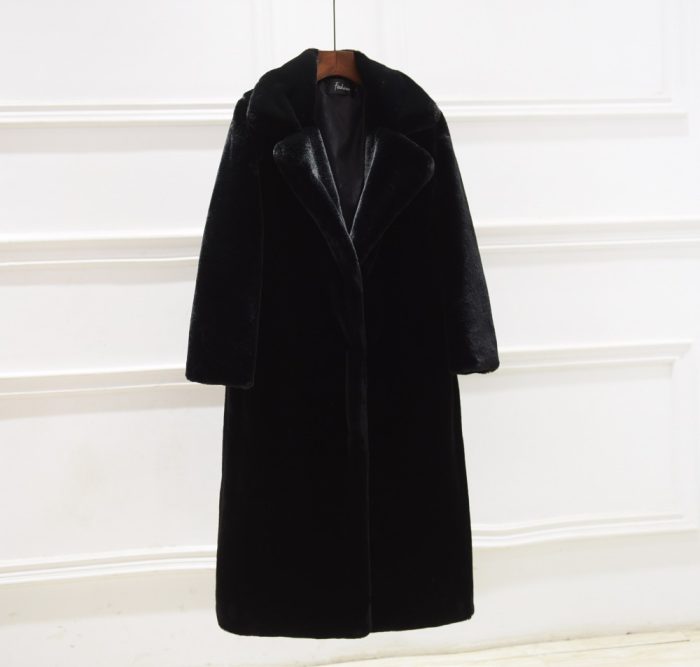 New Ladies Faux Rex Rabbit Fur Long Coat TRANSION FAUX FUR - Image 6
