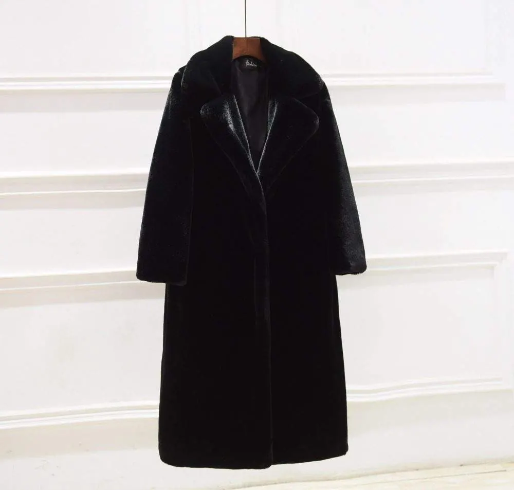 New Ladies Faux Rex Rabbit Fur Long Coat TRANSION FAUX FUR - product detail image 1 by TRANSION