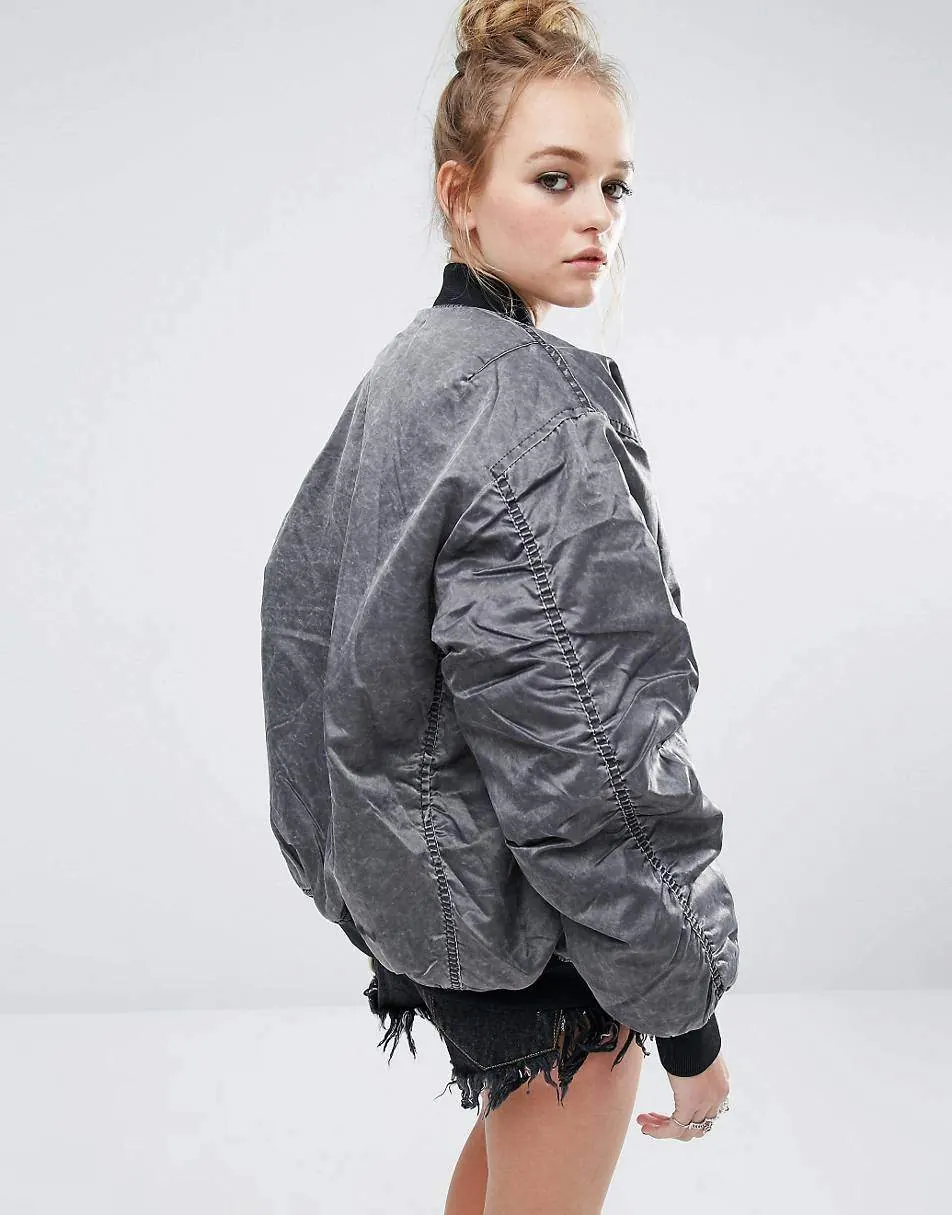 Tide brand washed old bomber jacket - product detail image 11 by TRANSION