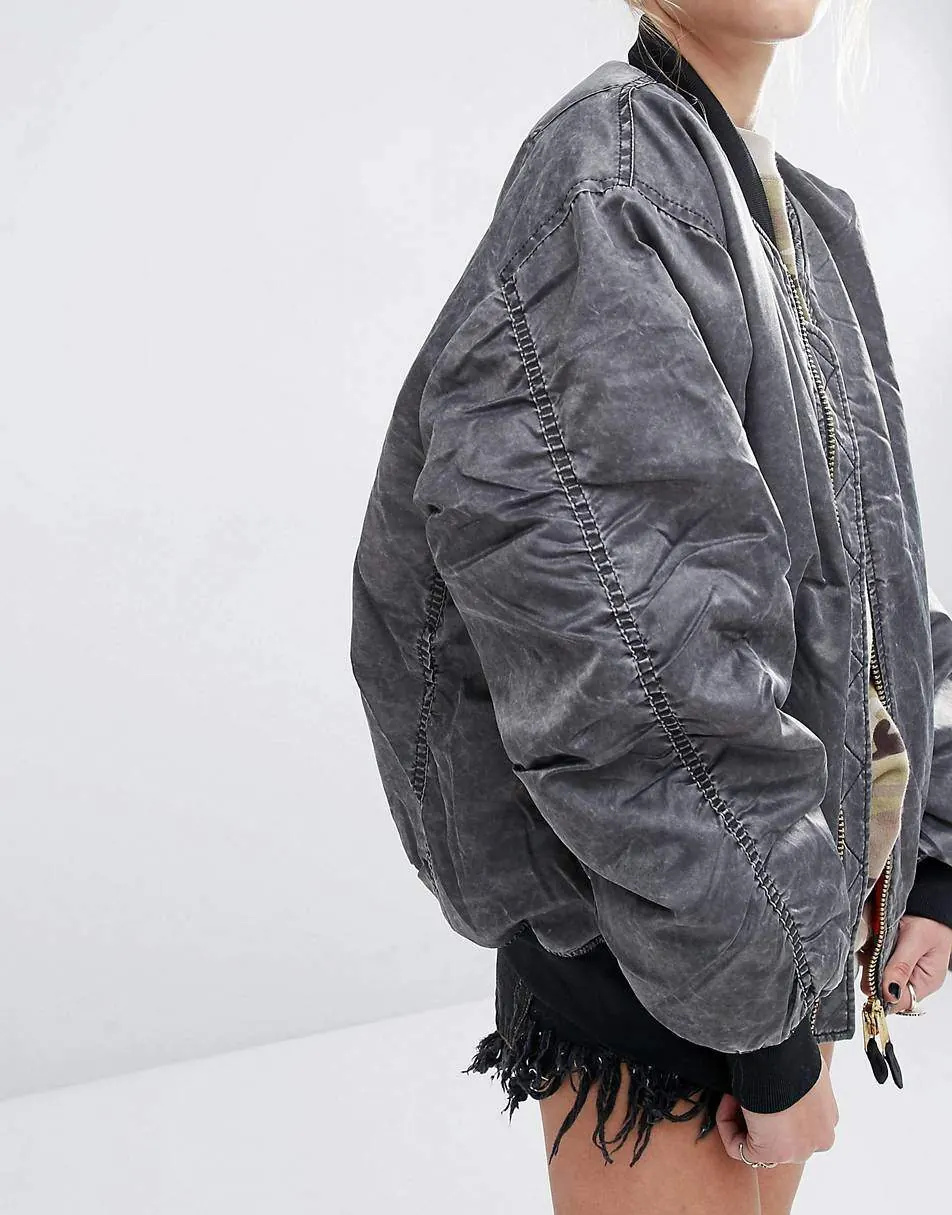 Tide brand washed old bomber jacket - product detail image 8 by TRANSION