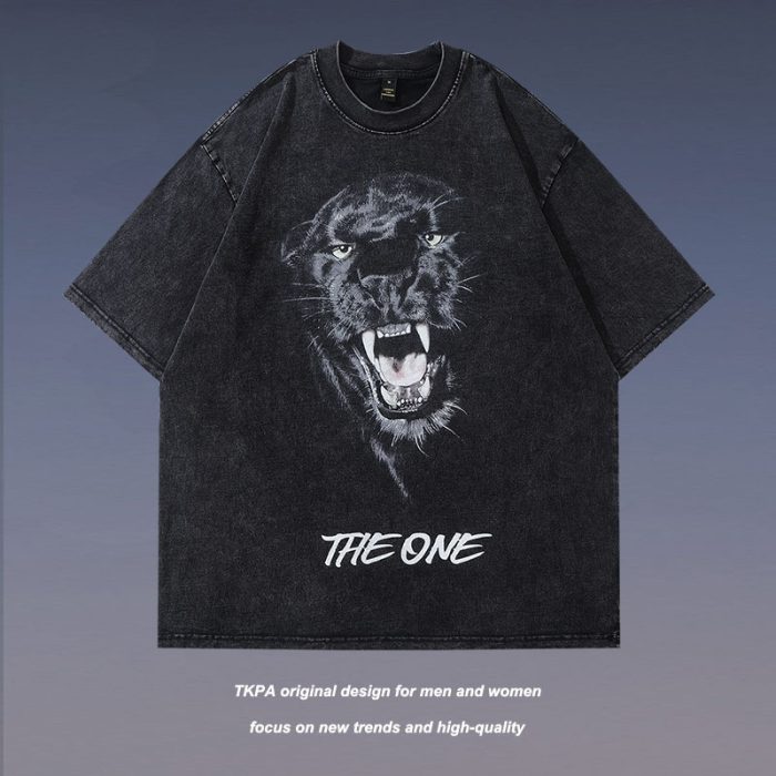 Retro distressed washed cartoon print short-sleeved hip-hop T-shirt - Image 5