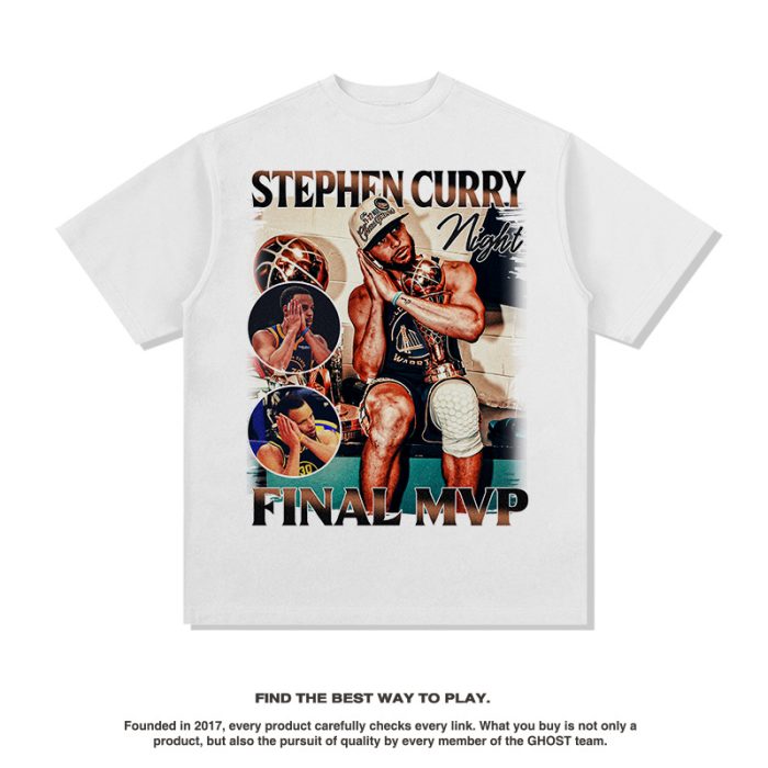 Summer retro washed old loose street heavy t-shirt - Image 2