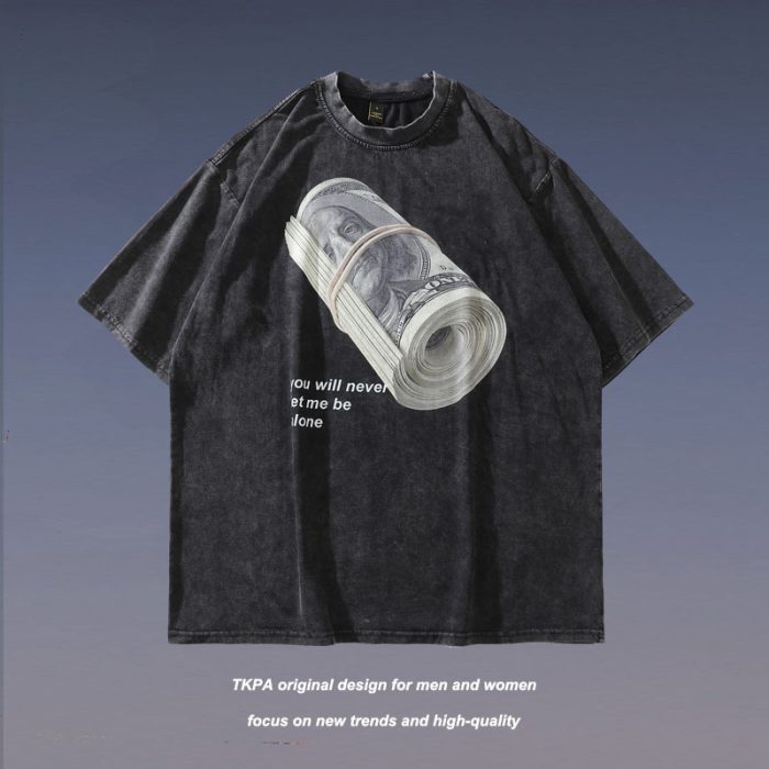 Retro distressed washed cartoon print short-sleeved hip-hop T-shirt - Image 4