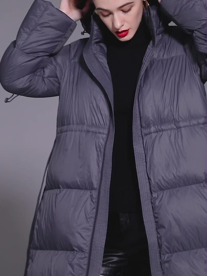 Women's long warm Hoodie 90 white duck down jacket - Image 5