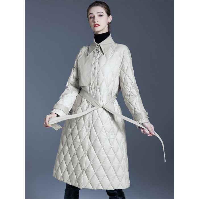 Women’s long warm diamond down jacket - Image 4