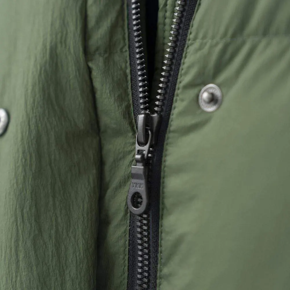 Women's long warm hooded 90 white goose down jacket - product detail image 1 by TRANSION