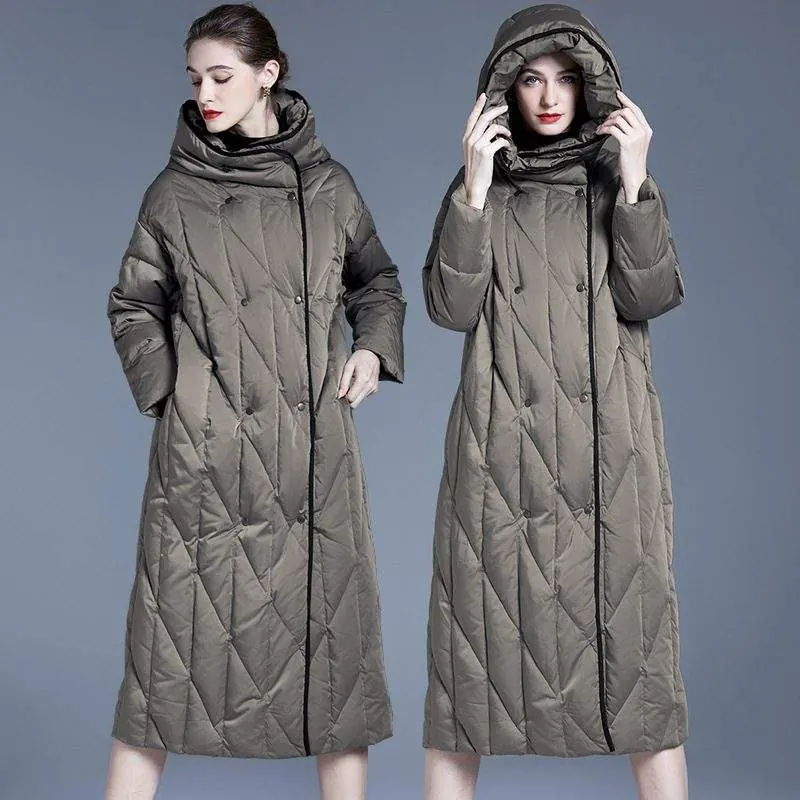 Women’s long warm down jacket - product detail image 4 by TRANSION