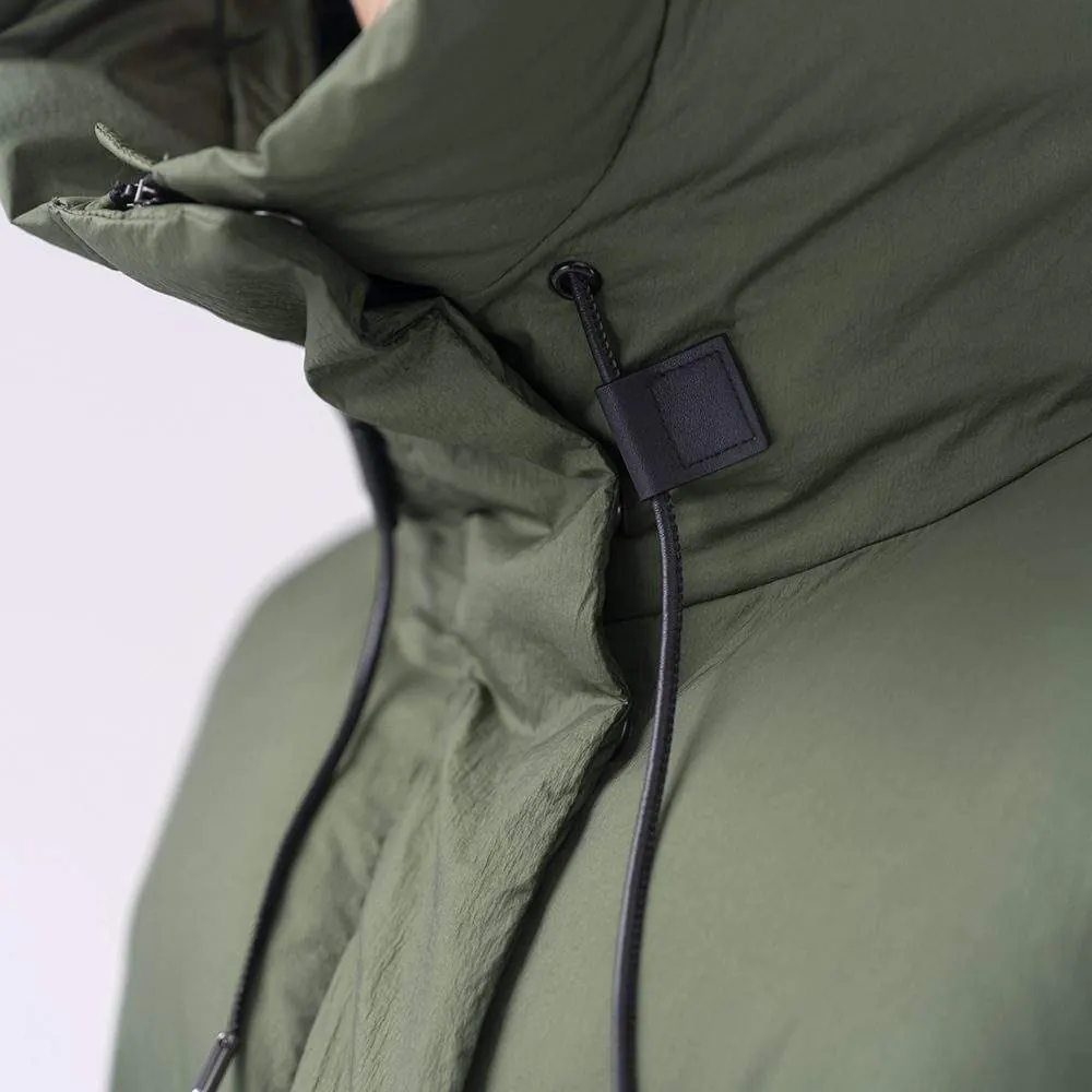 Women's long warm hooded 90 white goose down jacket - product detail image 2 by TRANSION