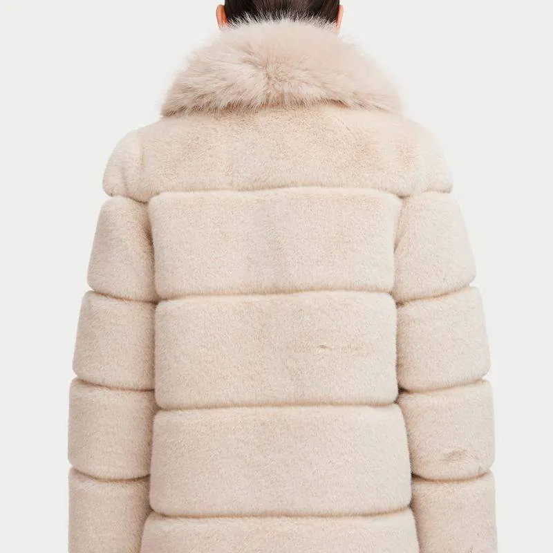 Faux fur jacket with big fur collar - product detail image 13 by TRANSION