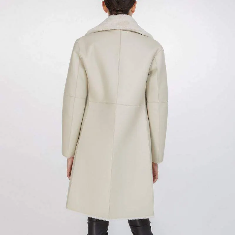 Soft and Warm Vegan Mink Fur Reversible Coat - product detail image 3 by TRANSION