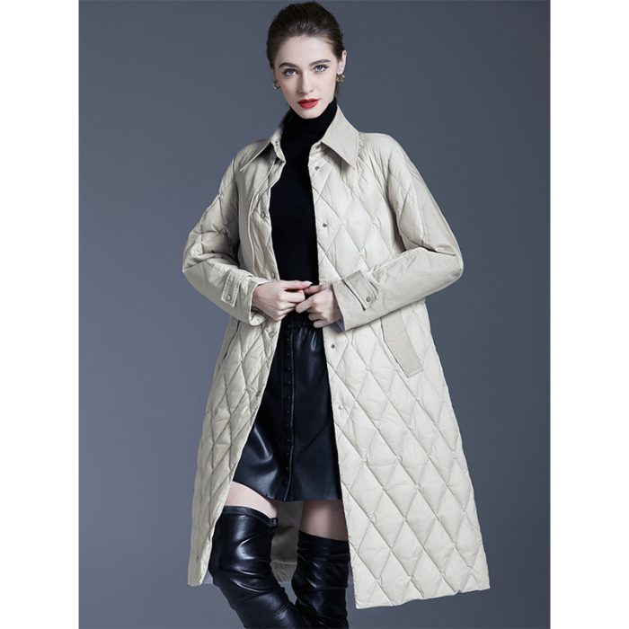 Women’s long warm diamond down jacket - Image 2