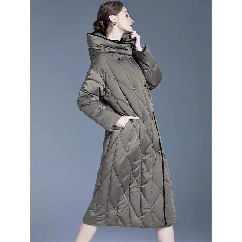 Women’s long warm down jacket - product detail image 2 by TRANSION