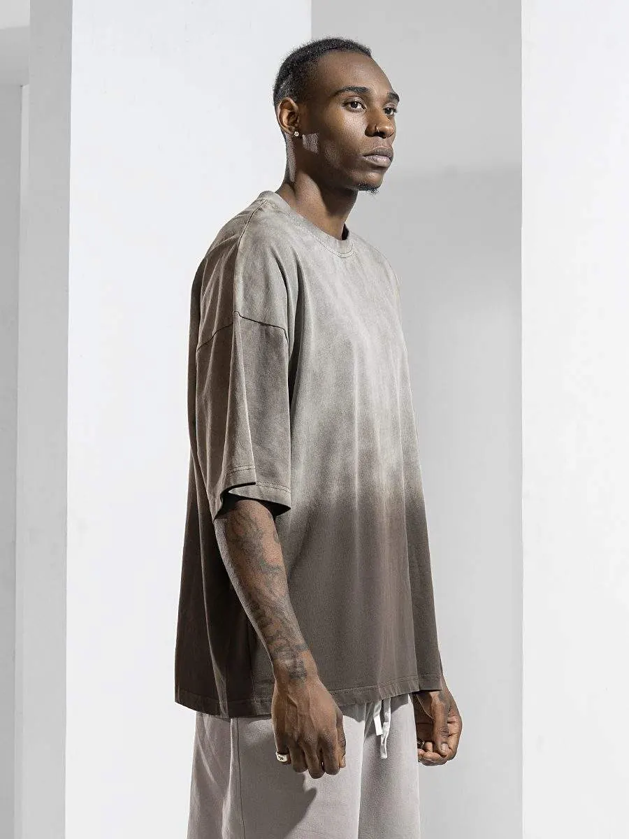 Retro cotton short-sleeved fried color gradient heavyweight T-shirt - product detail image 4 by TRANSION