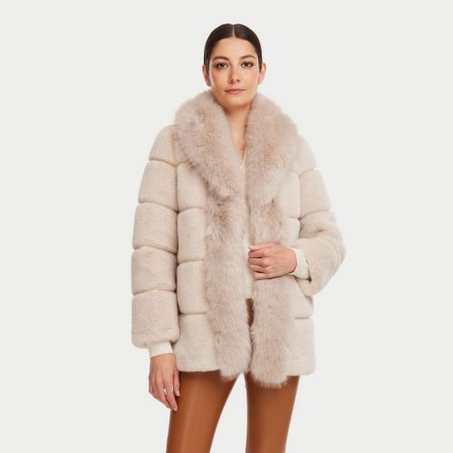 Faux fur jacket with big fur collar