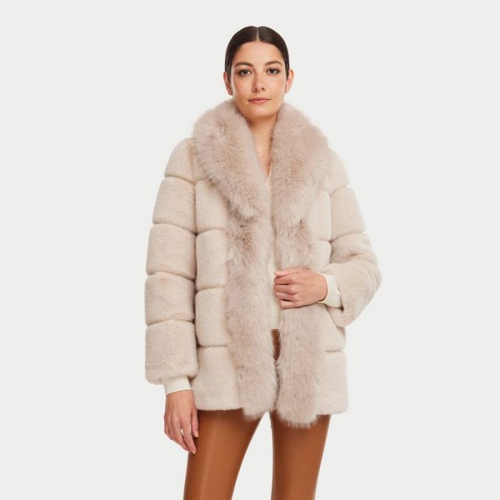 Faux fur jacket with big fur collar