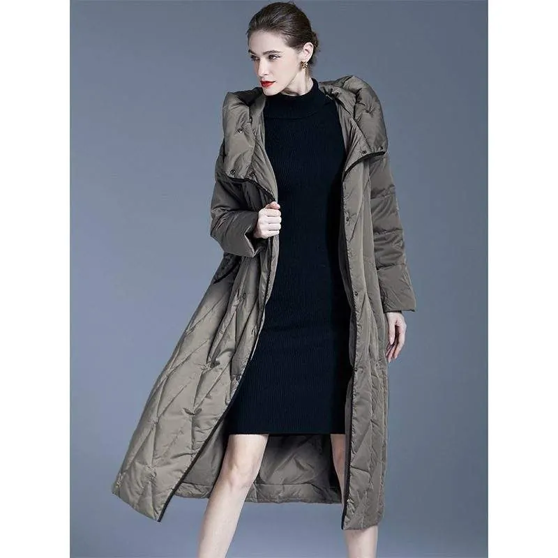 Women’s long warm down jacket - product detail image 3 by TRANSION