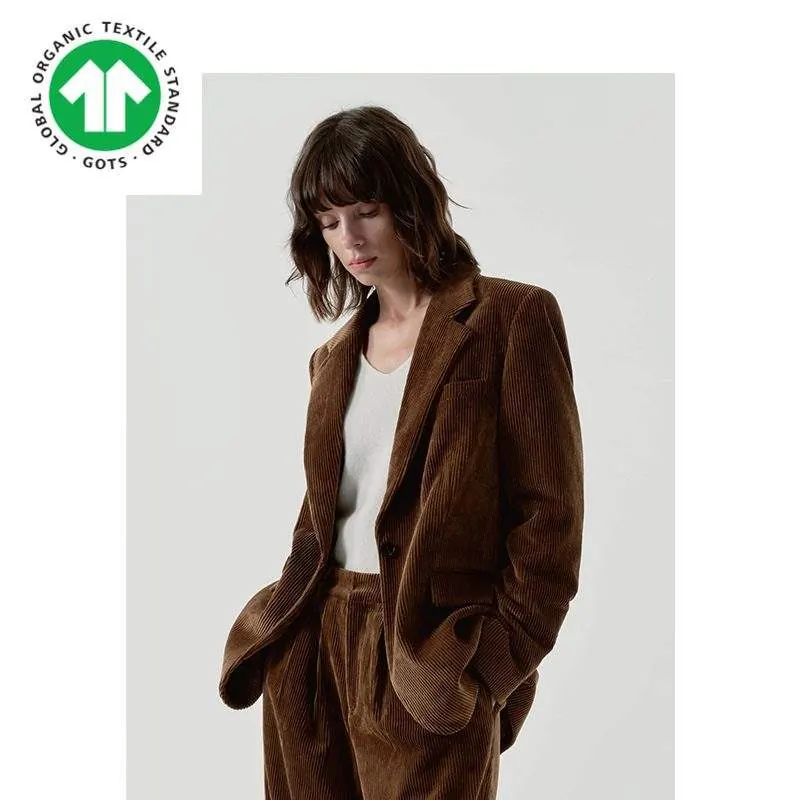 GOTS organic cotton certified corduroy suit - product detail image 4 by TRANSION