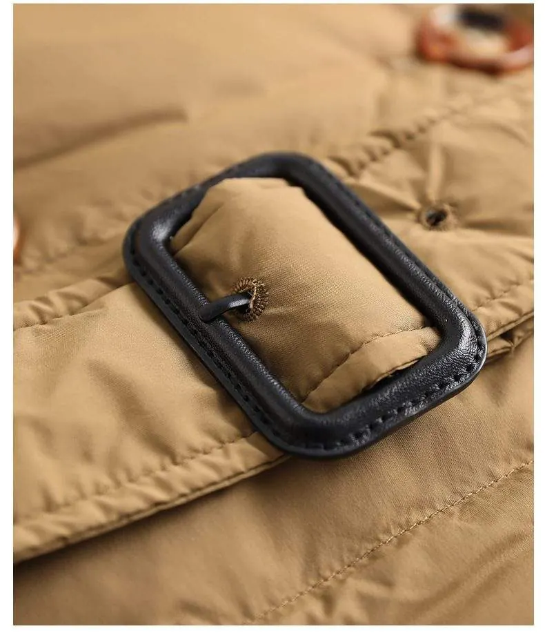 Women's long warm 90 white duck down jacket - product detail image 4 by TRANSION