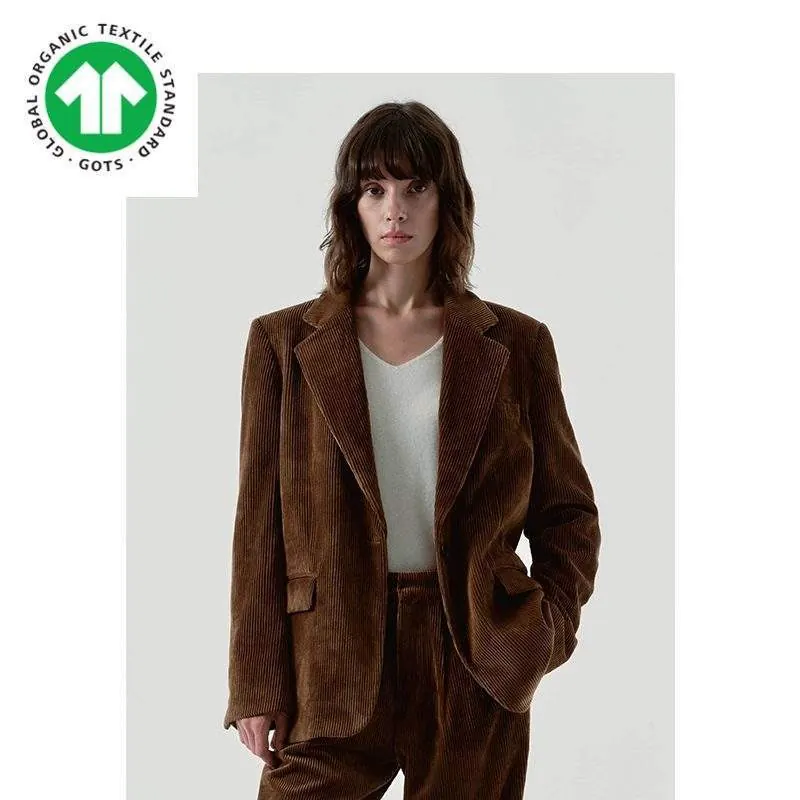 GOTS organic cotton certified corduroy suit - product detail image 3 by TRANSION