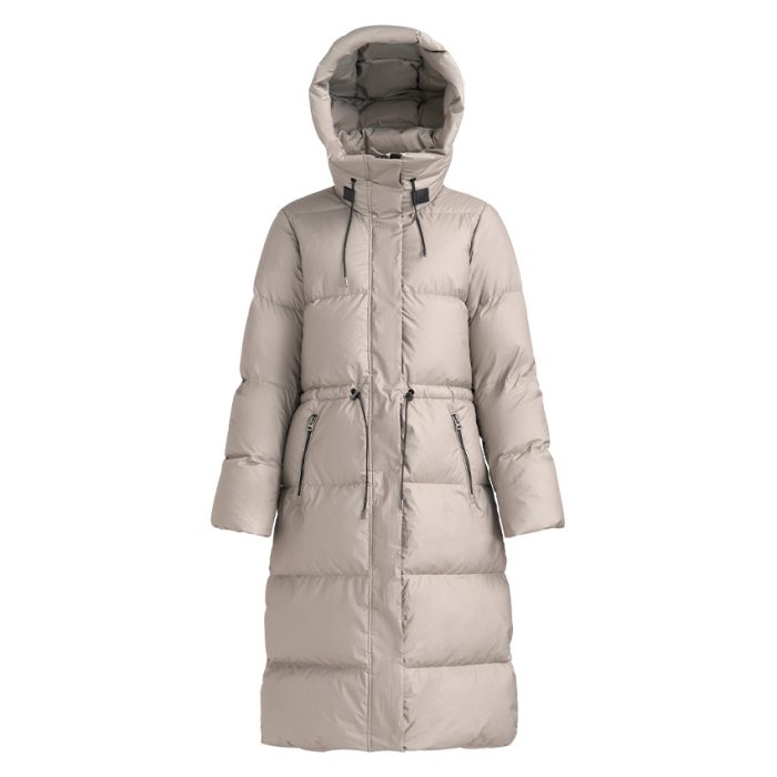 Women's long warm hooded 90 white goose down jacket - Image 2