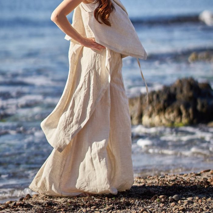 Summer pure linen loose wide-leg pants - Image 4