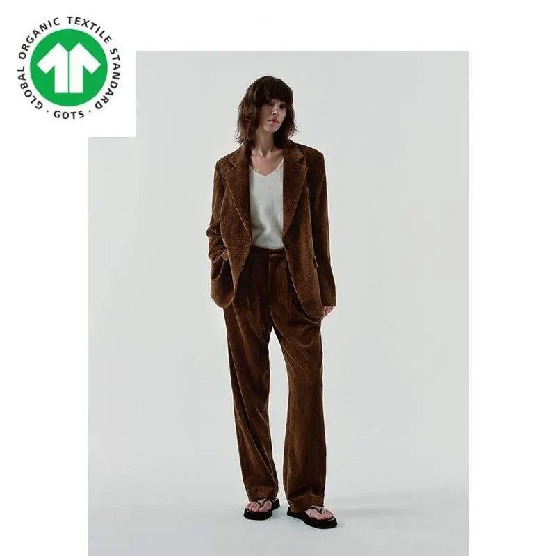GOTS organic cotton certified corduroy suit - product detail image 2 by TRANSION