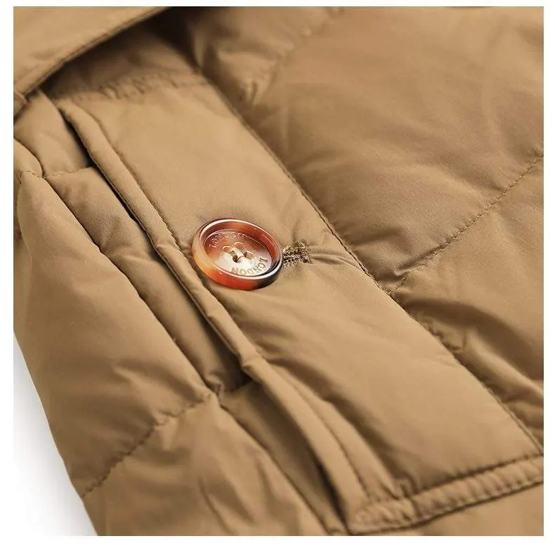 Women's long warm 90 white duck down jacket - product detail image 5 by TRANSION