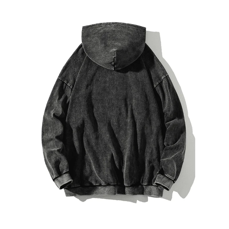 Smoke Gray Heavy Wash Distressed Hoodie - product detail image 4 by TRANSION