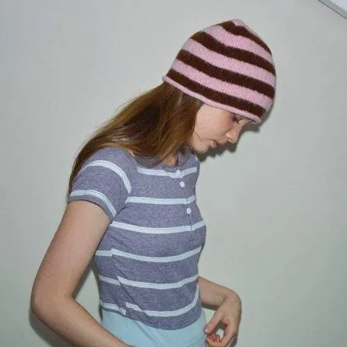 Wool Blend Striped Knit Beanie Hat for Women | Winter Warm Cap - product detail image 3 by TRANSION