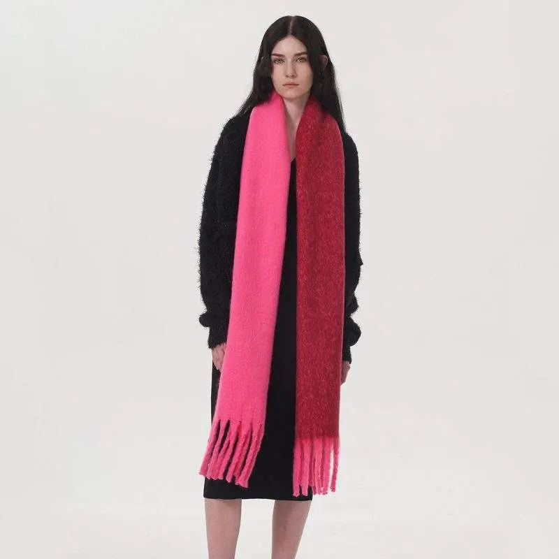 Two-Tone Faux Cashmere Scarf – Thick & Warm - product detail image 2 by TRANSION