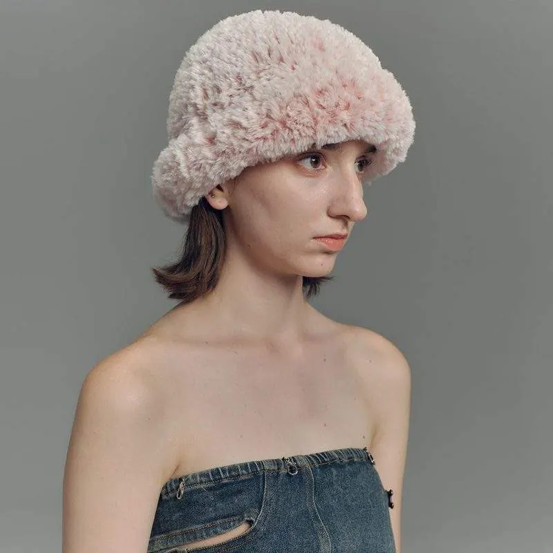 Gradient Faux Fur Winter Hat – Women Warm Plush Hat - product detail image 3 by TRANSION