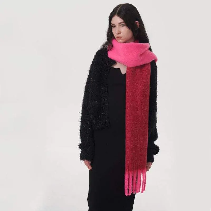 Two-Tone Faux Cashmere Scarf – Thick & Warm - product detail image 3 by TRANSION