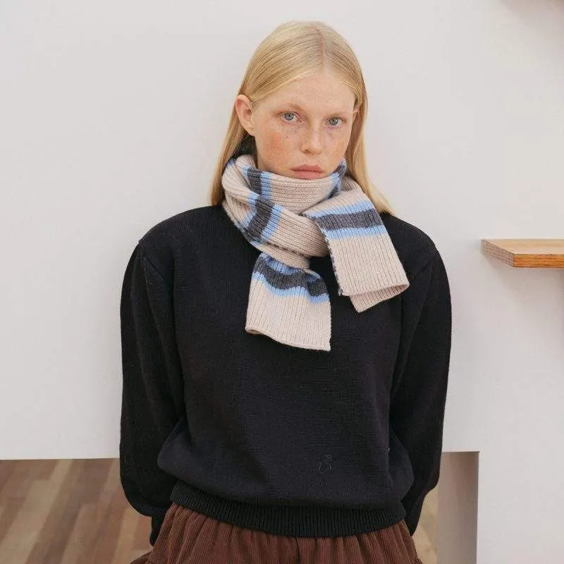 100% Merino Wool Striped Knit Scarf – Women Winter Neck Warmer - product detail image 3 by TRANSION