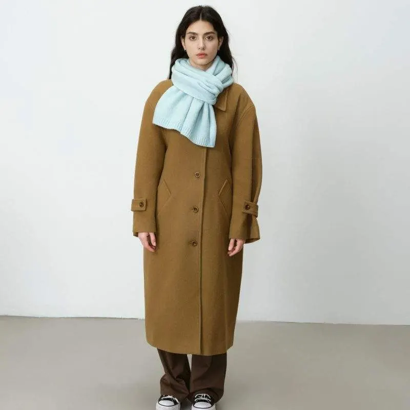 Wool Blend Solid Knit Scarf with Faux Cashmere Shawl – Women - product detail image 1 by TRANSION
