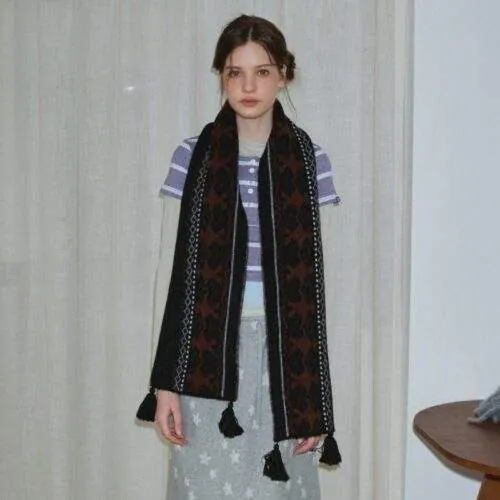 Wool Blend Winter Tassel Scarf – Soft Warm Scarf for Women - custom OEM apparel by TRANSION
