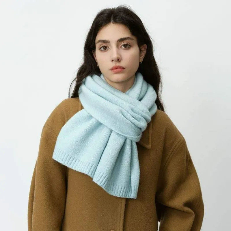 Wool Blend Solid Knit Scarf with Faux Cashmere Shawl – Women - custom OEM apparel by TRANSION