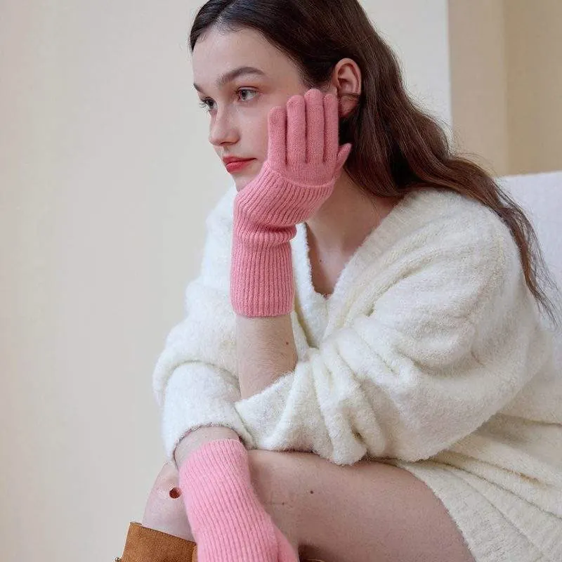 Detachable Wool Blend Knit Gloves – Warm Winter Gloves for Women - product detail image 2 by TRANSION