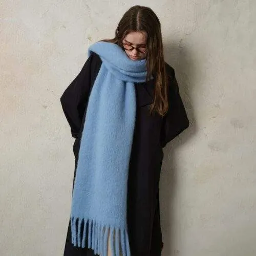 Classic Wool Blend Solid Scarf with Tassels – Women’s Winter Warm - custom OEM apparel by TRANSION