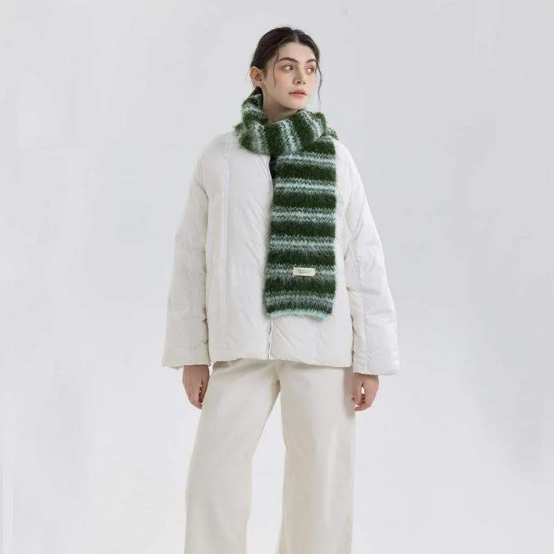 Color Block Striped Wool Blend Knit Scarf for Women - custom OEM apparel by TRANSION