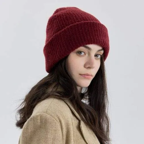 Double Layer Wool Blend Knit Beanie Hat for Women Winter - product detail image 2 by TRANSION