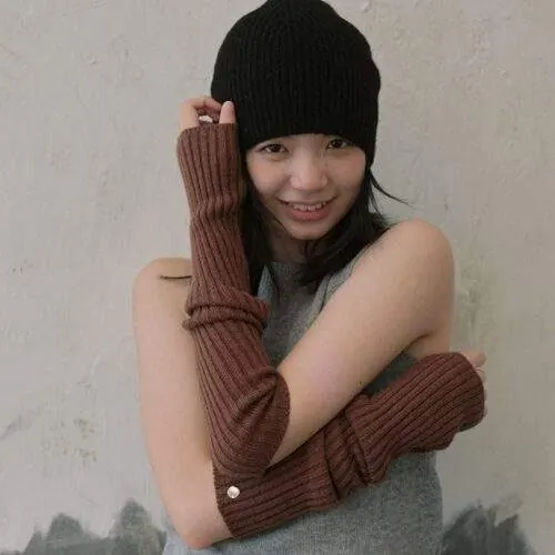 Solid Color Knit Button Arm Warmers Women Winter Fake Sleeves - custom OEM apparel by TRANSION