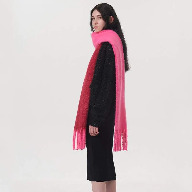 Two-Tone Faux Cashmere Scarf – Thick & Warm - product detail image 1 by TRANSION