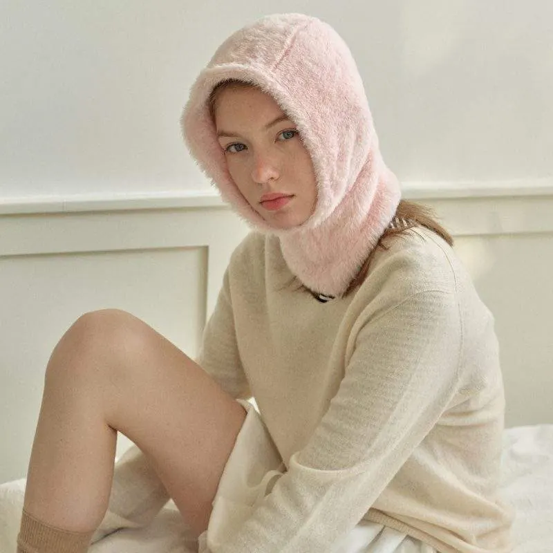 Solid Color Faux Mink Pull-On Knit Beanie – Women Winter Hat - product detail image 1 by TRANSION