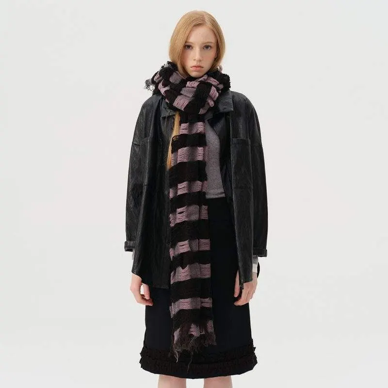 Wool Hollow Plaid Patchwork Scarf – Women Winter Warm Scarf - product detail image 3 by TRANSION