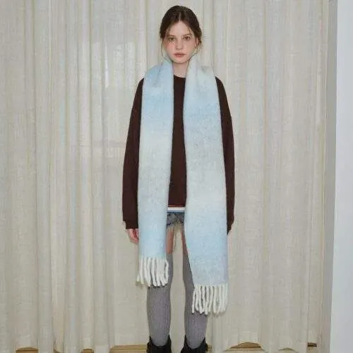 Wool Blend Gradient Scarf – Thick Warm Winter Scarf - product detail image 3 by TRANSION