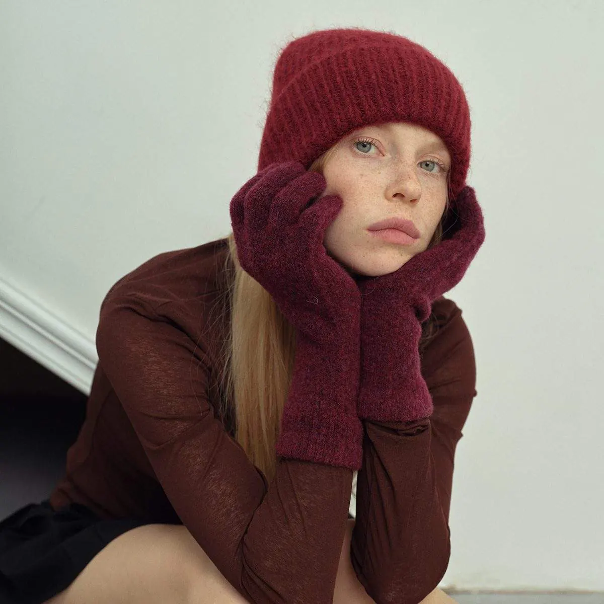 Wool Blend Knit Gloves – Women Winter Warm Gloves - product detail image 3 by TRANSION