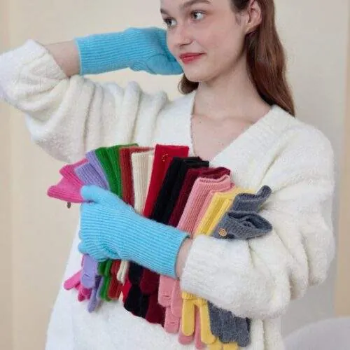 Detachable Wool Blend Knit Gloves – Warm Winter Gloves for Women - custom OEM apparel by TRANSION