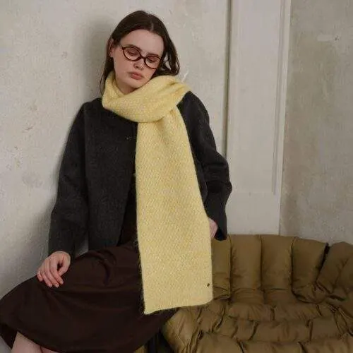 Diamond Pattern Solid Knit Scarf – Women’s Winter Warm - custom OEM apparel by TRANSION